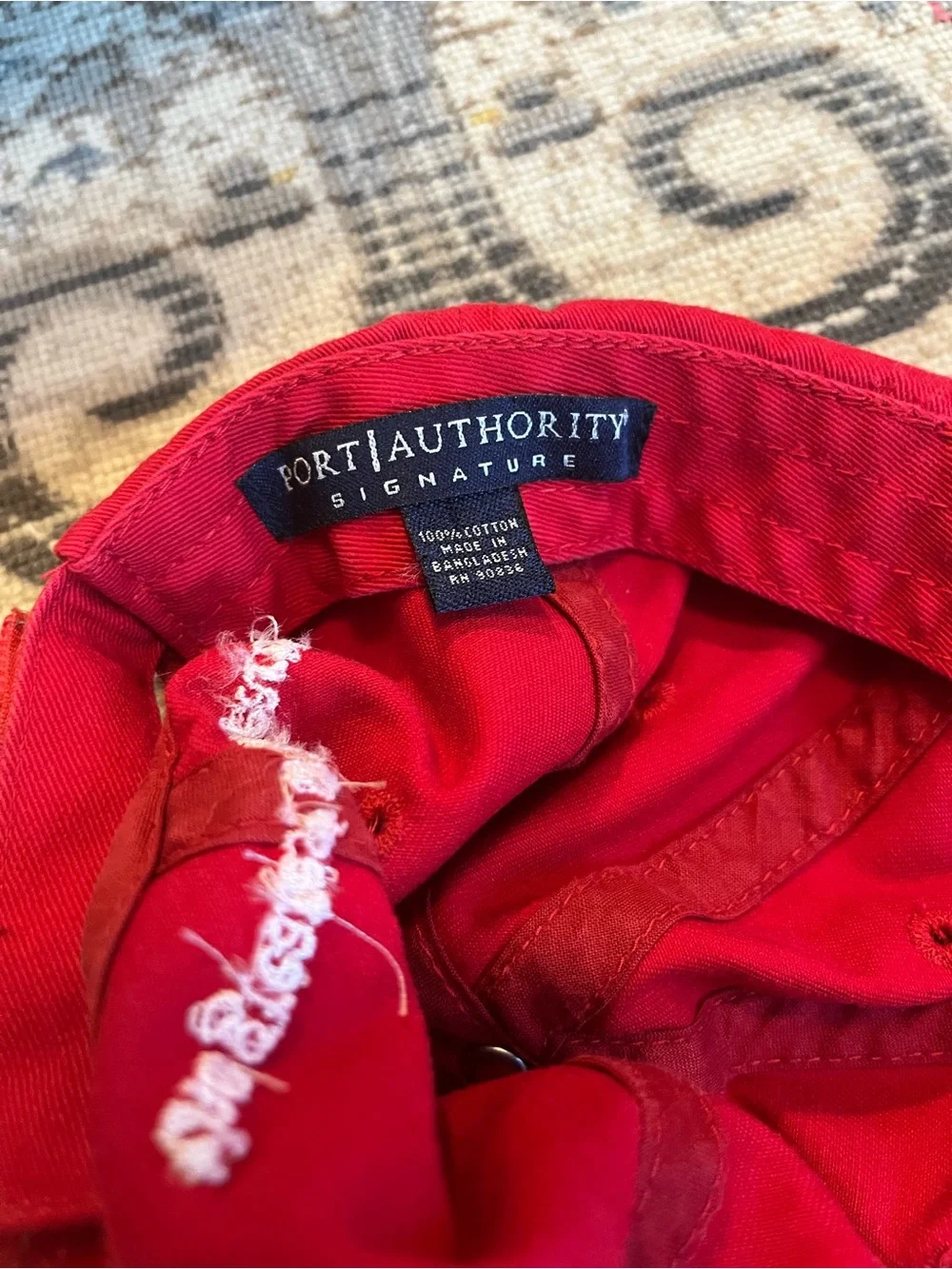 Vintage Port Authority Red 'Ski Utah' Embroidered Baseball Cap, 100% Cotton